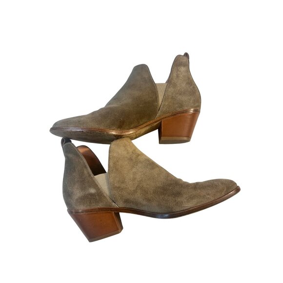 Sigerson Morrison Belin Pull On Block Heel Rubidio Gray Suede Ankle Booties 7.5 - Picture 1 of 6